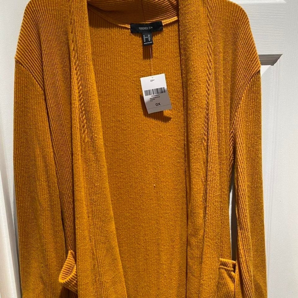 Forever‎ 21+ yellow maxi cardigan with pockets Size ox
